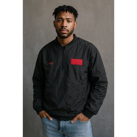 424 Crinkle Tech Nylon Track Pullover Italy Streetwear Designer FourTwoFour - Picture 1 of 9